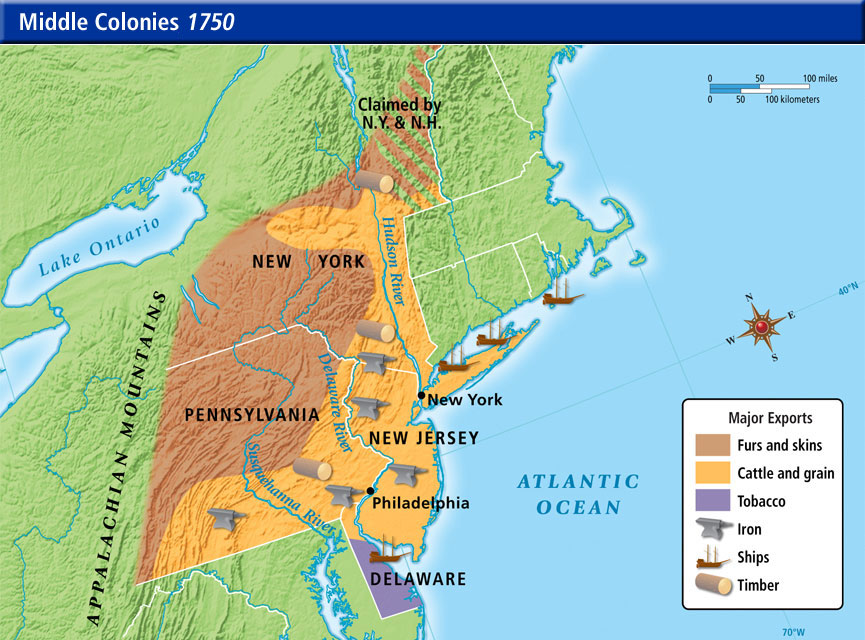 What were the Middle Colonies?